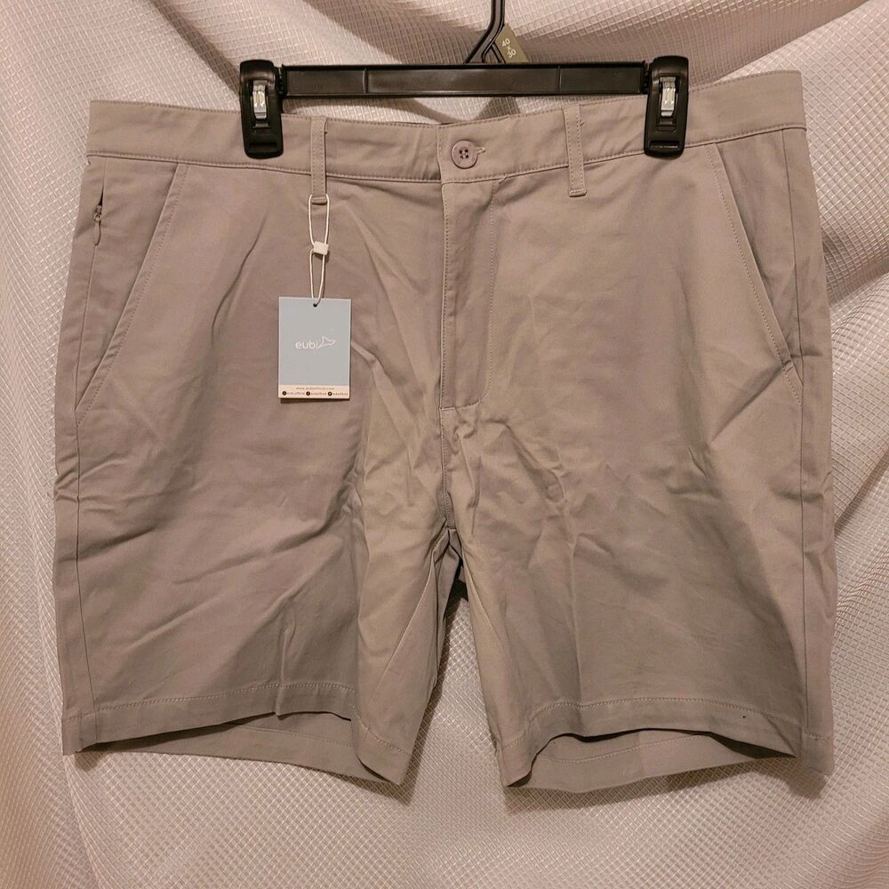 Eubi Men's XL 7" Chino Shorts Light Gray Stretch Performance Lightweight